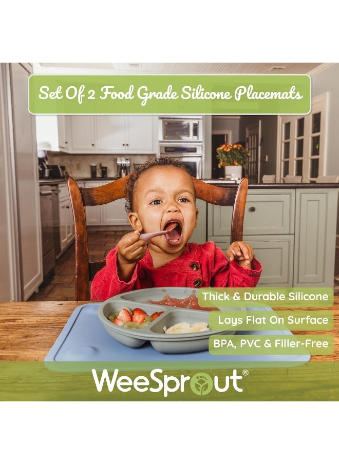 WeeSprout Silicone Suction Placemat (Large, Matte Pink, Off-White)