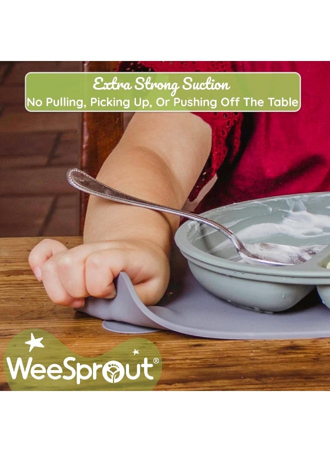 WeeSprout Silicone Suction Placemat (Large, Matte Pink, Off-White)