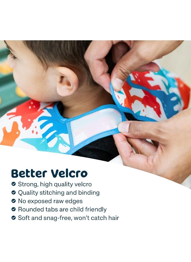 Tiny Twinkle Mess Proof Baby Bib - Waterproof Baby Apron - Machine Washable - PVC, BPA, & Phthalate Free - Great Travel Bib for Baby Eating - Baby Food Bibs (Cinnamon, Large 2-4 Years)