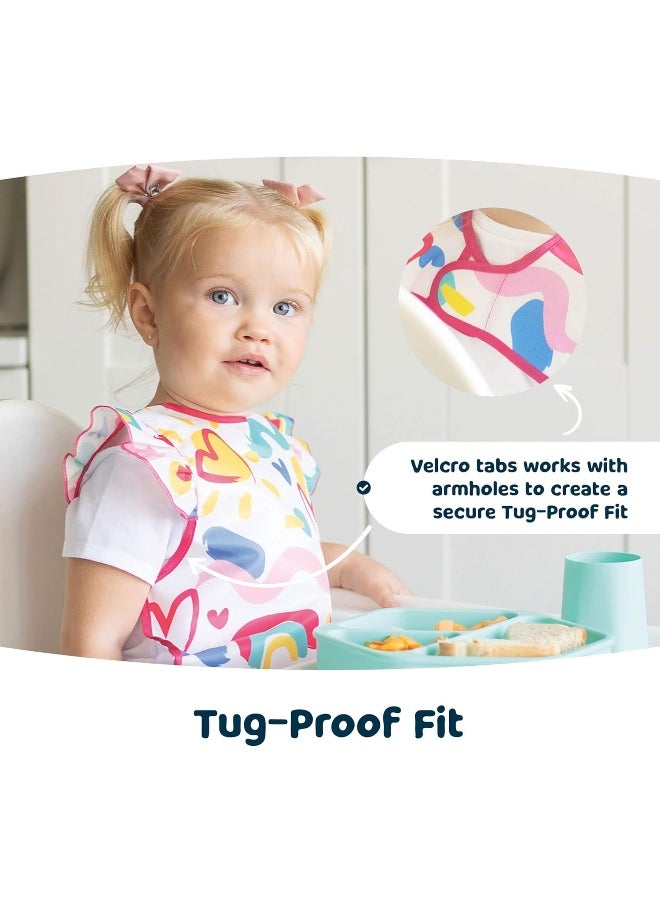 Tiny Twinkle Mess Proof Baby Bib - Waterproof Baby Apron - Machine Washable - PVC, BPA, & Phthalate Free - Great Travel Bib for Baby Eating - Baby Food Bibs (Cinnamon, Large 2-4 Years)