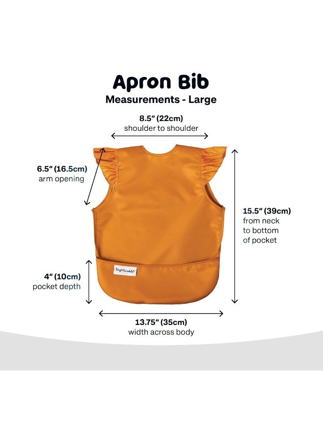 Tiny Twinkle Mess Proof Baby Bib - Waterproof Baby Apron - Machine Washable - PVC, BPA, & Phthalate Free - Great Travel Bib for Baby Eating - Baby Food Bibs (Cinnamon, Large 2-4 Years)