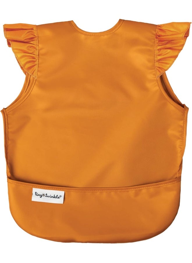 Tiny Twinkle Mess Proof Baby Bib - Waterproof Baby Apron - Machine Washable - PVC, BPA, & Phthalate Free - Great Travel Bib for Baby Eating - Baby Food Bibs (Cinnamon, Large 2-4 Years)
