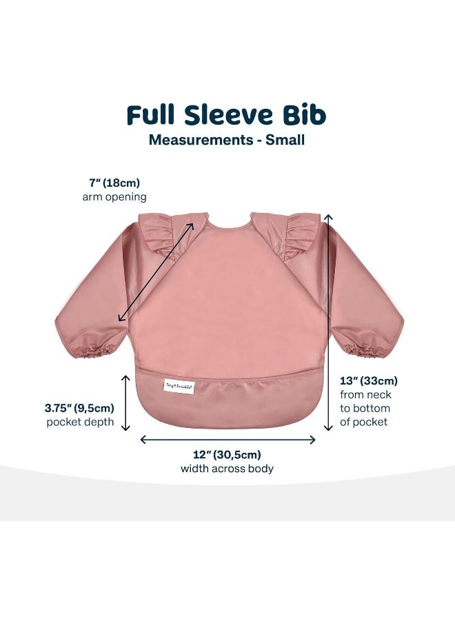 Tiny Twinkle Mess Proof Baby Bib, Cute Full Sleeve Bib Outfit, Waterproof Bibs for Toddlers, Machine Washable, Tug Proof Closure, Baby Smock for Eating, Long Sleeved (Taupe, Small 6-24 Months)