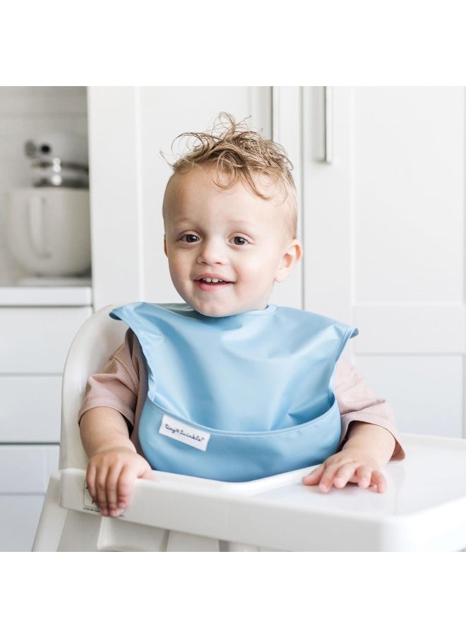 Tiny Twinkle Mess-Proof Baby Bib - Waterproof Bib for Baby Girl - Machine Washable - Adjustable Closure - PVC, BPA, & Phthalate Free - Great for Travel - Baby Food Bibs (3 Pack, Ocean Life Set)