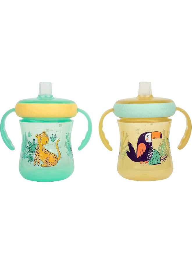 The First Years Soft Spout Trainer Cups for Baby 2pk – Leopard & Toucan