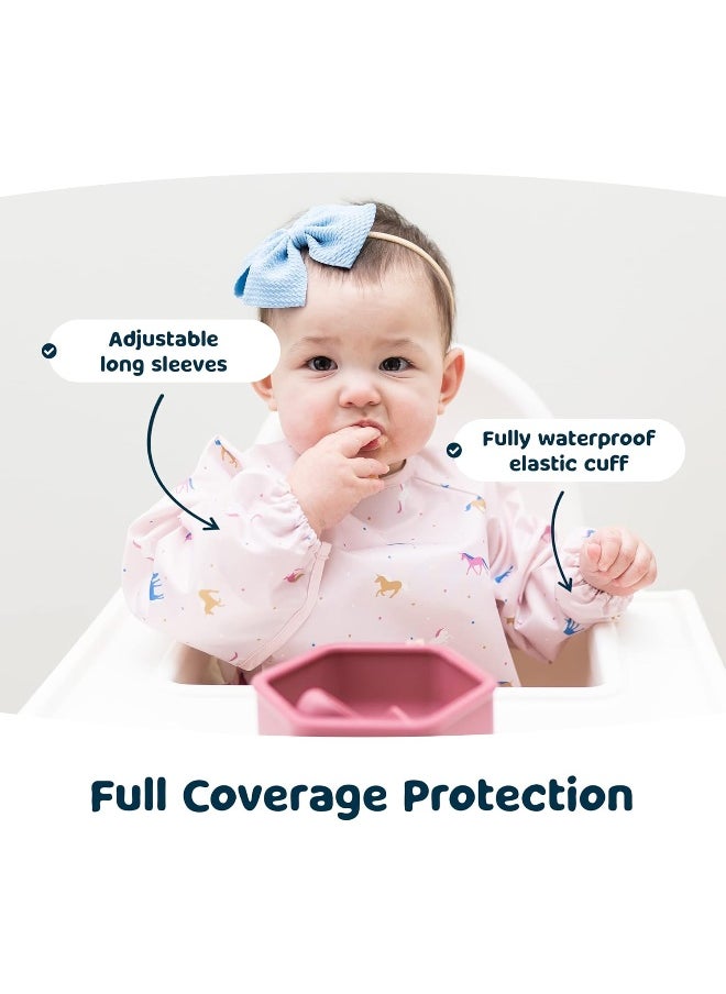 Tiny Twinkle Mess Proof Baby Bib, Cute Full Sleeve Bib Outfit, Waterproof Bibs for Toddlers, Machine Washable, Tug Proof Closure, Baby Smock for Eating, Long Sleeved