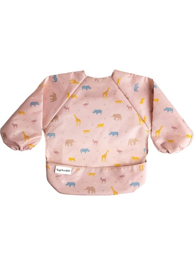 Tiny Twinkle Mess Proof Baby Bib, Cute Full Sleeve Bib Outfit, Waterproof Bibs for Toddlers, Machine Washable, Tug Proof Closure, Baby Smock for Eating, Long Sleeved