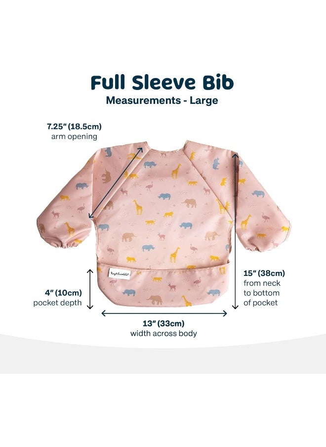 Tiny Twinkle Mess Proof Baby Bib, Cute Full Sleeve Bib Outfit, Waterproof Bibs for Toddlers, Machine Washable, Tug Proof Closure, Baby Smock for Eating, Long Sleeved
