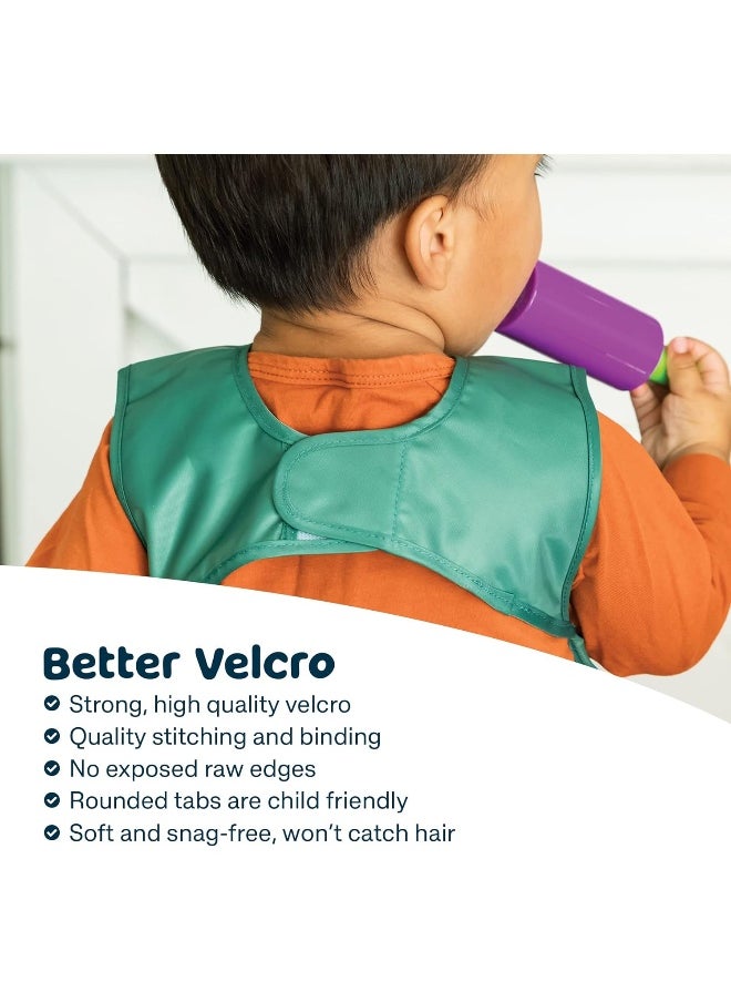 Tiny Twinkle Mess-Proof Apron Toddler Bibs w/Tug-Proof Closure, Baby Food Bibs, 2 Pack