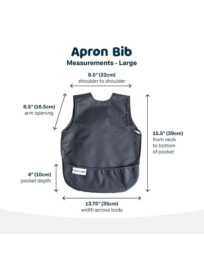 Tiny Twinkle Mess-Proof Apron Toddler Bibs w/Tug-Proof Closure, Baby Food Bibs, 2 Pack