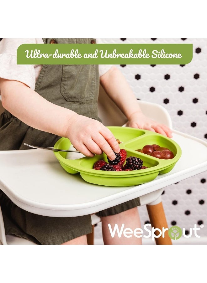 WeeSprout Silicone Plates with Lids for Babies & Toddlers