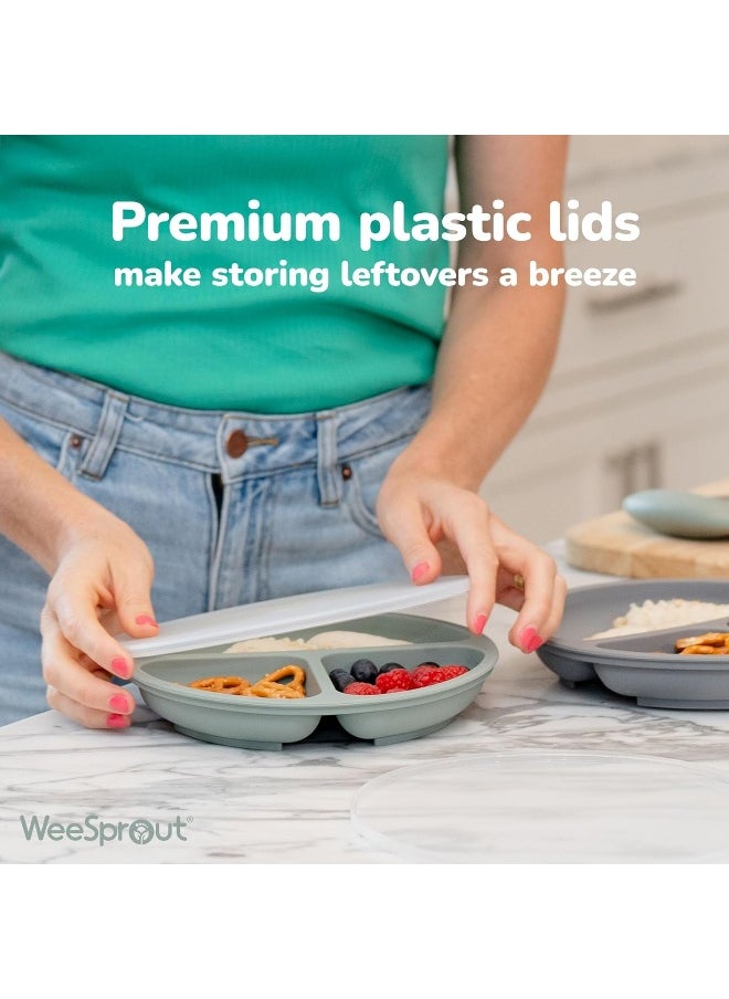 WeeSprout Silicone Plates with Lids for Babies & Toddlers