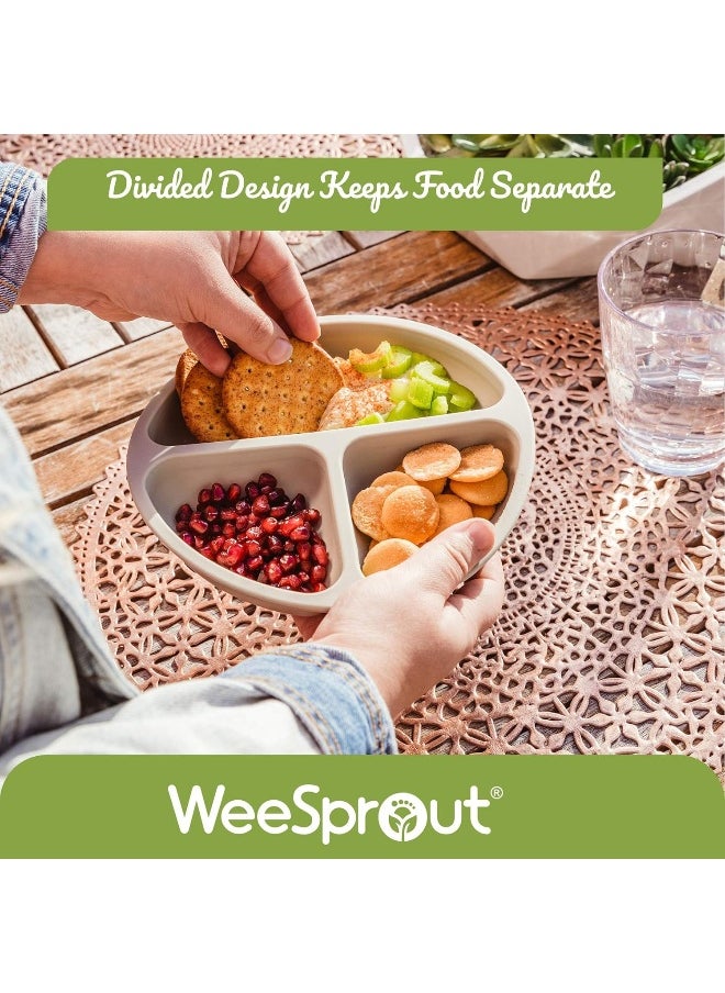 WeeSprout Silicone Plates with Lids for Babies & Toddlers