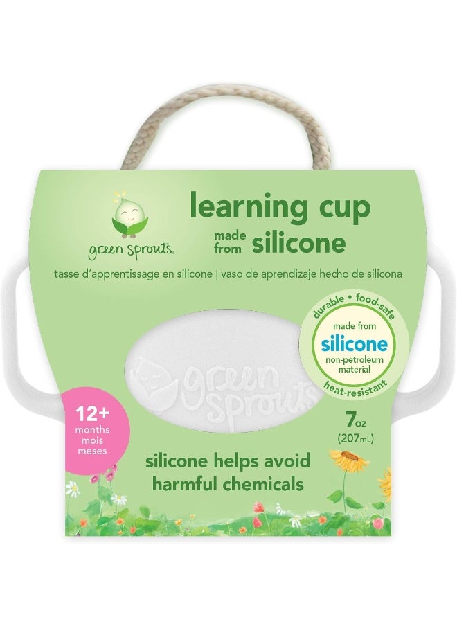 green sprouts Learning Cup | Silicone Helps Avoid Harmful Chemicals | Helps Toddler Develop Independent Drinking Skills, 2 Easy-Grip Handles, Heat-Resistant, Dishwasher Safe, White
