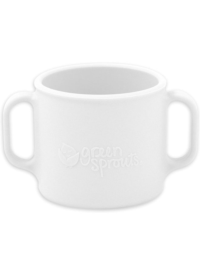 green sprouts Learning Cup | Silicone Helps Avoid Harmful Chemicals | Helps Toddler Develop Independent Drinking Skills, 2 Easy-Grip Handles, Heat-Resistant, Dishwasher Safe, White