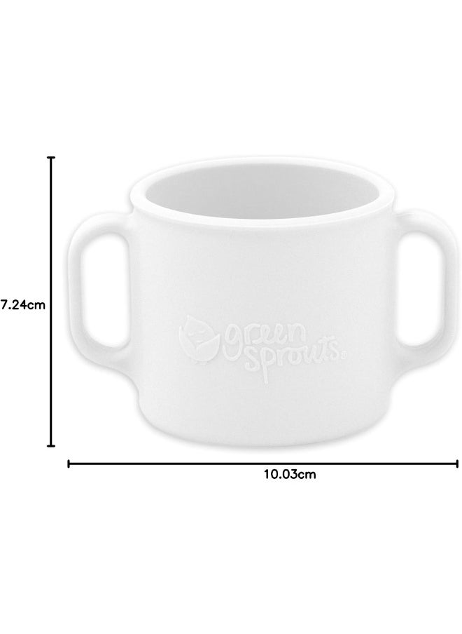 green sprouts Learning Cup | Silicone Helps Avoid Harmful Chemicals | Helps Toddler Develop Independent Drinking Skills, 2 Easy-Grip Handles, Heat-Resistant, Dishwasher Safe, White