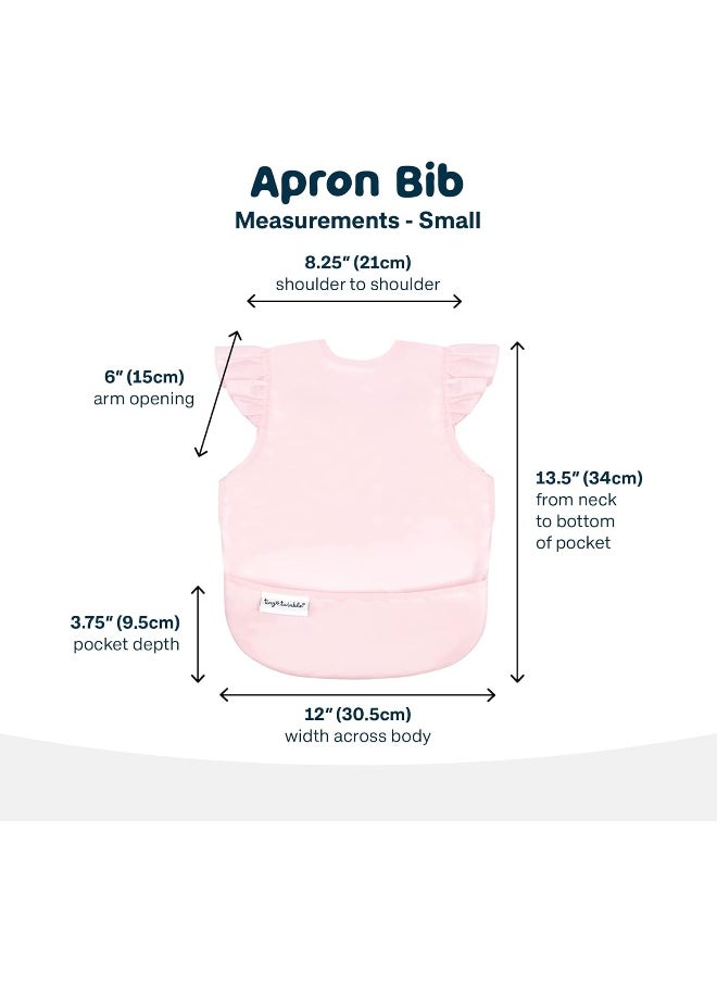 Tiny Twinkle Mess Proof Baby Bib - Waterproof Baby Apron - Machine Washable - PVC, BPA, & Phthalate Free - Great Travel Bib for Baby Eating - Baby Food Bibs (Rose, Small 6-24 Months)