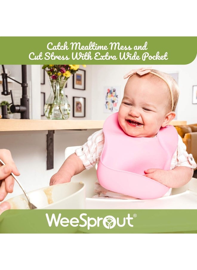 WeeSprout Silicone Baby Bibs - Set of 2 Silicone Bibs for Babies & Toddlers