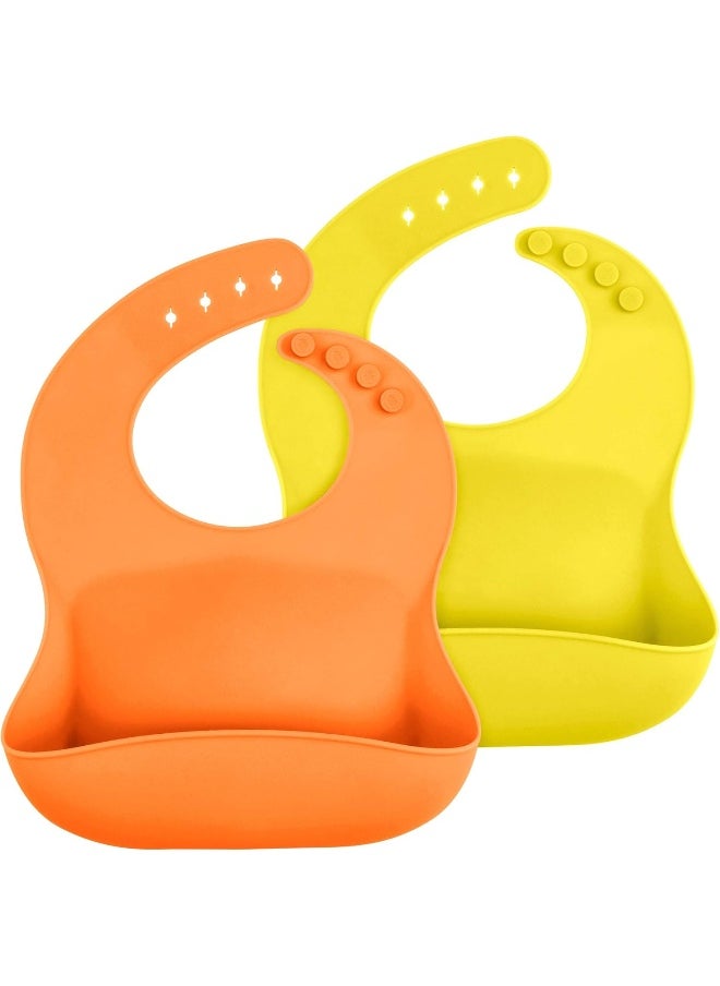 WeeSprout Silicone Baby Bibs - Set of 2 Silicone Bibs for Babies & Toddlers