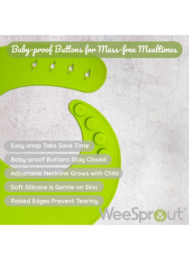 WeeSprout Silicone Baby Bibs - Set of 2 Silicone Bibs for Babies & Toddlers