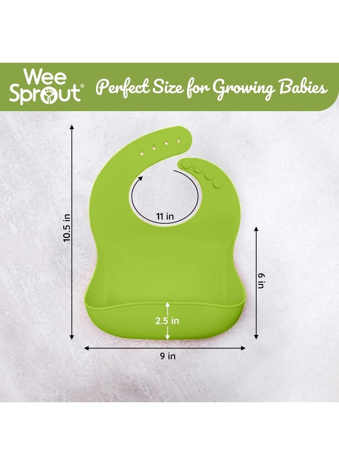 WeeSprout Silicone Baby Bibs - Set of 2 Silicone Bibs for Babies & Toddlers
