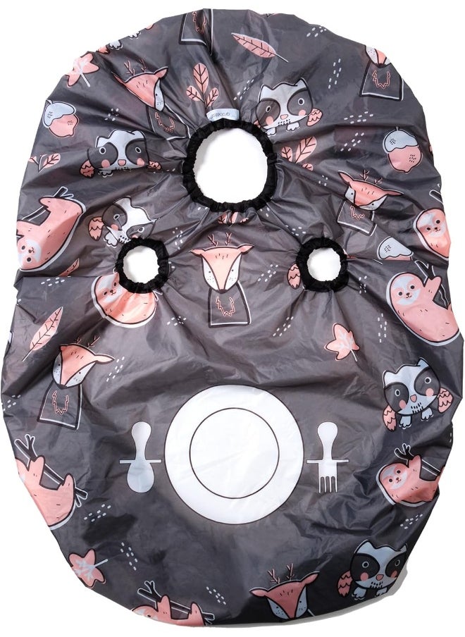 grabease Allover Waterproof Bib for Self-Feeding Infants and Toddlers, Machine Washable, Ages 6-24 Months, Gray
