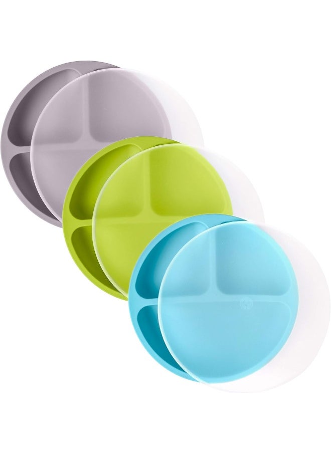 WeeSprout 100% Silicone Plates for Toddlers | 3 Pc Set | Divided Baby Plates | Non-Toxic, BPA Free | Dishwasher/Microwave Safe