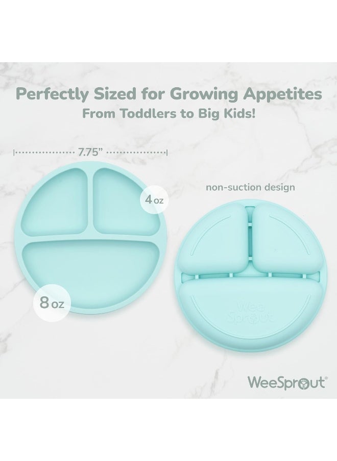 WeeSprout Silicone Plates with Lids for Babies & Toddlers
