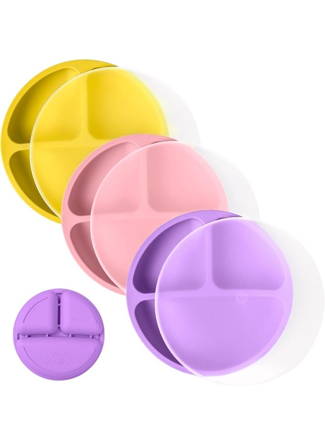 WeeSprout Silicone Plates with Lids for Babies & Toddlers