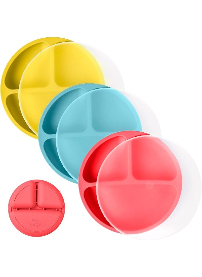 WeeSprout Silicone Plates with Lids for Babies & Toddlers