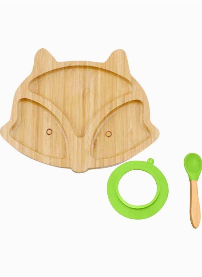 Baby Toddler Dinner Plates - Portable Non Slip Toddler Suction Plate, Stay Put Feeding Plate, Natural Bamboo Toddler Plates
