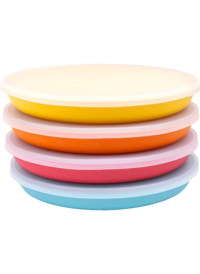 WeeSprout Bamboo Plates (Blue, Yellow, Orange, & Red, With Lids)