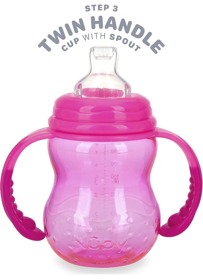 Nuby 3 Stage Tritan Wide Neck Grow with Me No-Spill Bottle to Cup