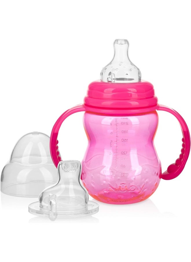 Nuby 3 Stage Tritan Wide Neck Grow with Me No-Spill Bottle to Cup