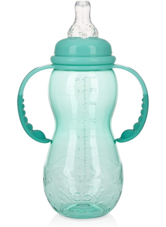 Nuby New 3 Stage Ultra Durable Tritan Grow with Me No-Spill Bottle to Cup, 10 Oz, Teal, 80387