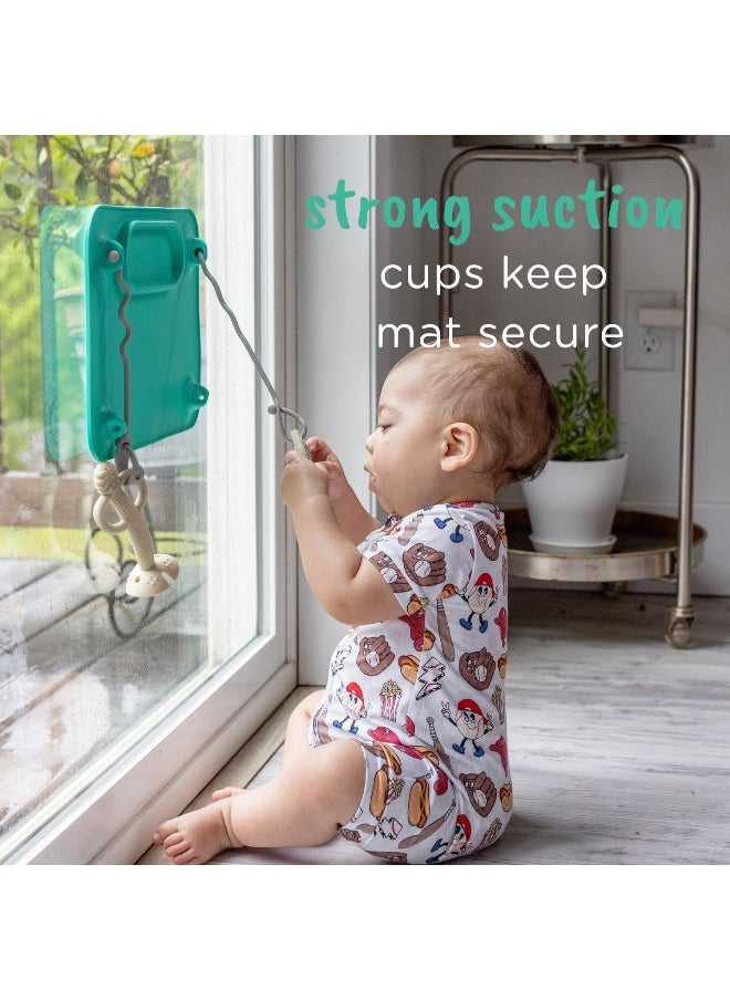 BUSY BABY MAT | Silicone Suction Placemat for Babies & Toddlers with 4 Adjustable Tethers to Attach Toys | Keep Toys Off The Floor, Dishwasher Safe, BPA Free | Includes Travel Sleeve (Pewter)