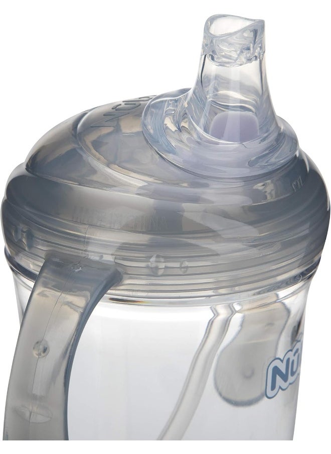 Nuby Twin Handle 360 Grip N' Sip 8oz Tritan Cup with Hygienic Cover, Grey,1 Count (Pack of 1)