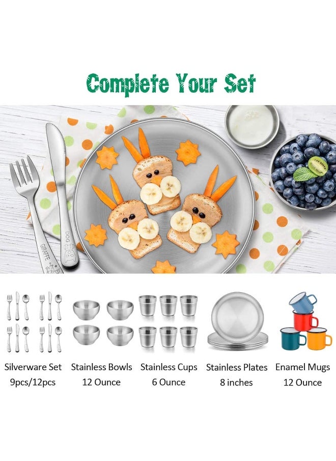 E-far Stainless Steel Cups Set of 4, 6 Ounce Metal Insulated Cups for Toddler Kids Children, Training & Transition, Double Wall & Shatterproof, Mirror Polished & Dishwasher Safe