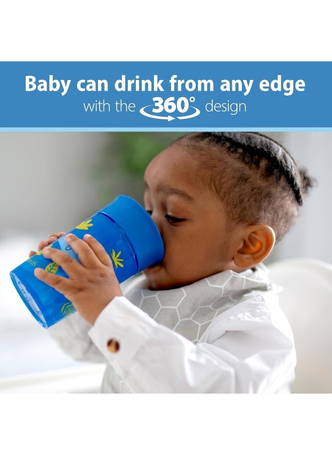 Dr. Brown's Smooth Wall Cheers 360 Cup, 10 oz/300 ml, Blue Deco (9m+), 1-Pack