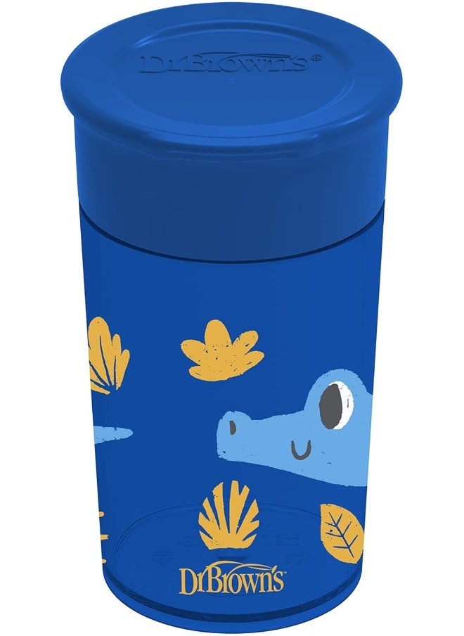 Dr. Brown's Smooth Wall Cheers 360 Cup, 10 oz/300 ml, Blue Deco (9m+), 1-Pack