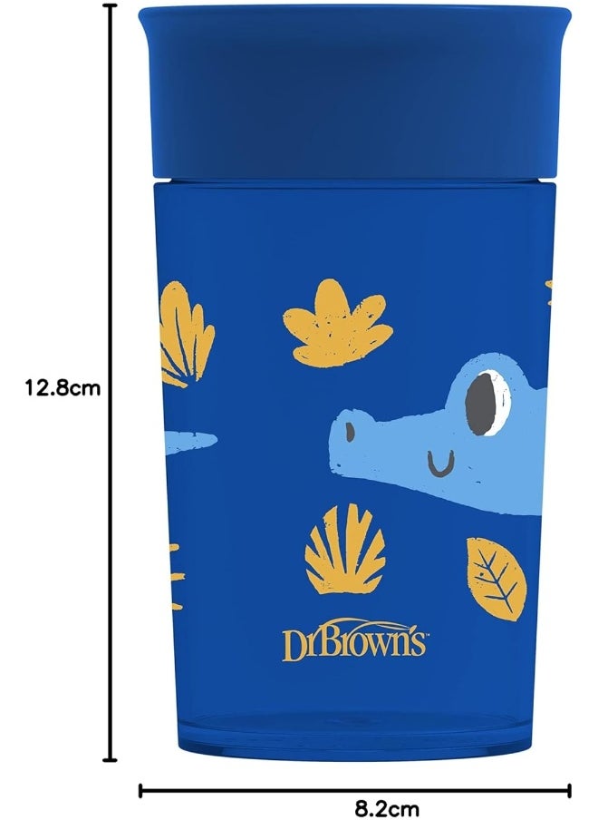 Dr. Brown's Smooth Wall Cheers 360 Cup, 10 oz/300 ml, Blue Deco (9m+), 1-Pack