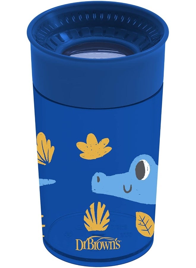 Dr. Brown's Smooth Wall Cheers 360 Cup, 10 oz/300 ml, Blue Deco (9m+), 1-Pack