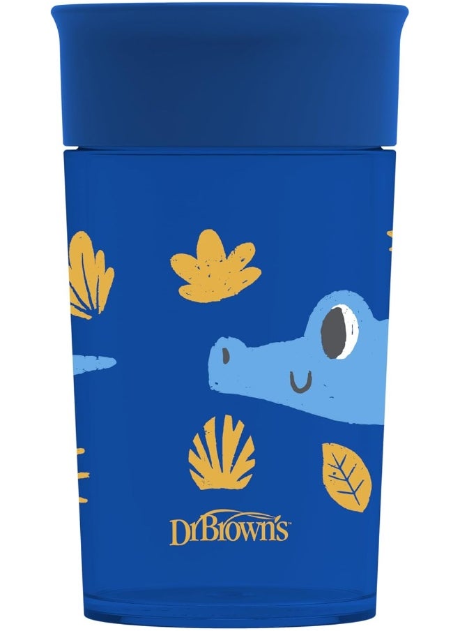 Dr. Brown's Smooth Wall Cheers 360 Cup, 10 oz/300 ml, Blue Deco (9m+), 1-Pack