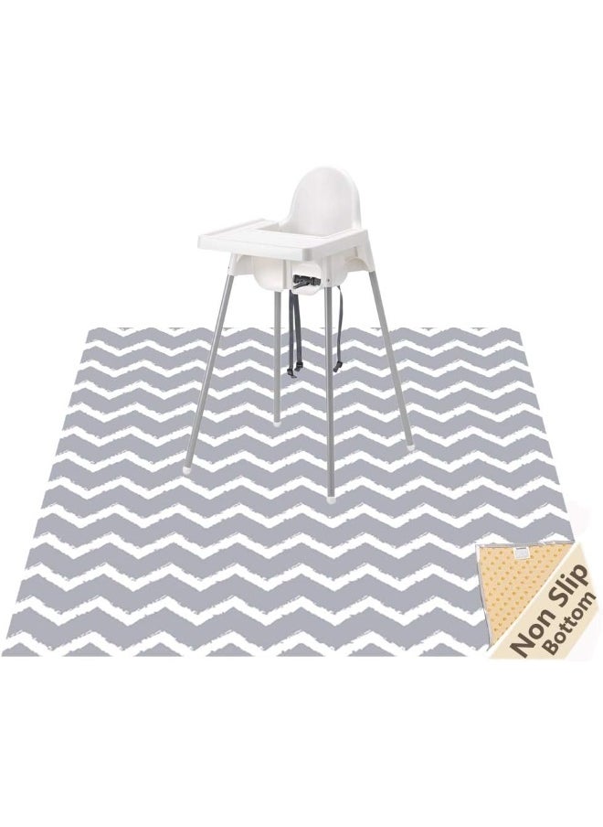 WOMUMON (Gray Chevron) - Splat Mat for Under High Chair/Arts/Crafts, Washable Spill Mat Waterproof Anti-Slip Floor Protector Splash Mat, Messy Mat and Table Cloth (Grey Chevron)