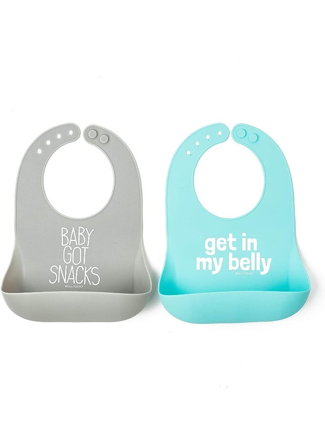 Bella Tunno Wonder Bib 2pk - Adjustable Silicone Baby Bibs for Girls & Boys