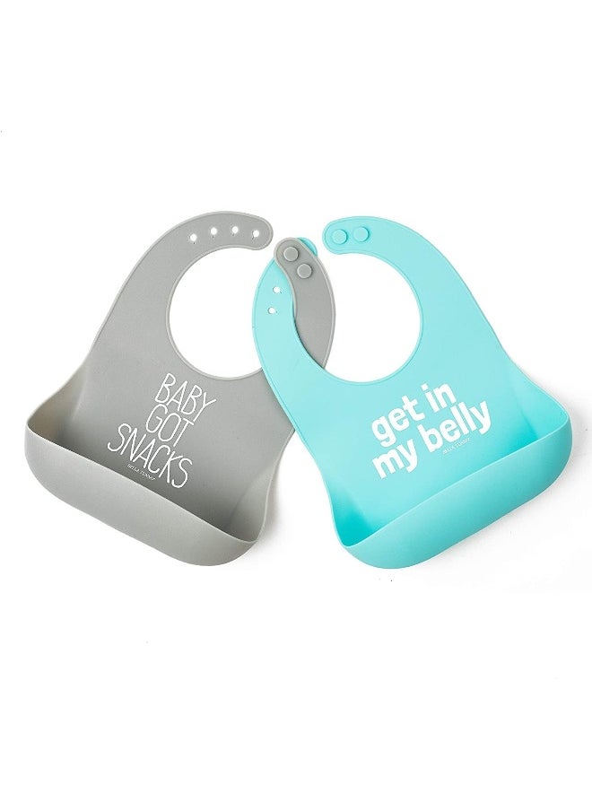 Bella Tunno Wonder Bib 2pk - Adjustable Silicone Baby Bibs for Girls & Boys