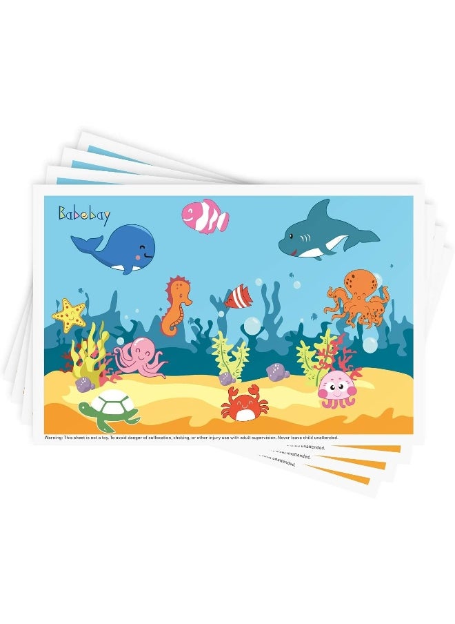 Babebay Disposable Stick-on Placemats 40 Pack for Baby & Kids, Toddler Placemats in Reusable Pouch 12