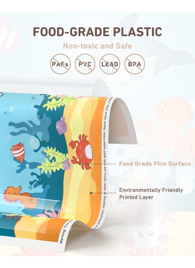 Babebay Disposable Stick-on Placemats 40 Pack for Baby & Kids, Toddler Placemats in Reusable Pouch 12