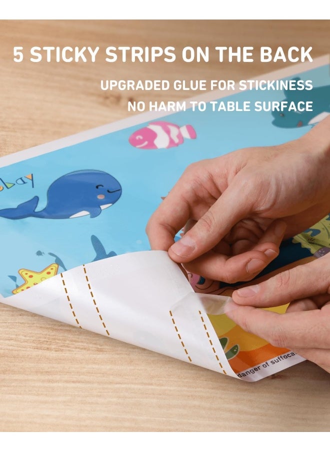 Babebay Disposable Stick-on Placemats 40 Pack for Baby & Kids, Toddler Placemats in Reusable Pouch 12