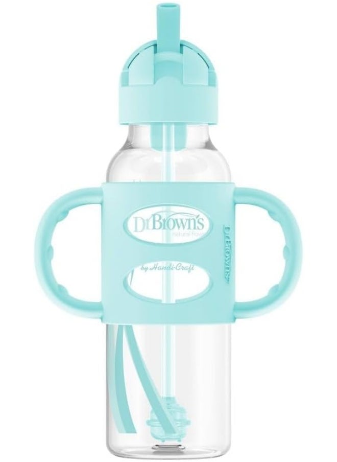 Dr. Brown's Milestones Sippy Straw Bottle with Silicone Handles - Green - 8oz - 6m+